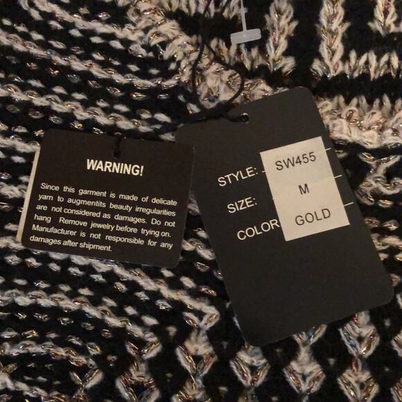 Anthropologie Escio Metallic Slouchy Sweater Woman Size Medium Geometric - Picture 4 of 7